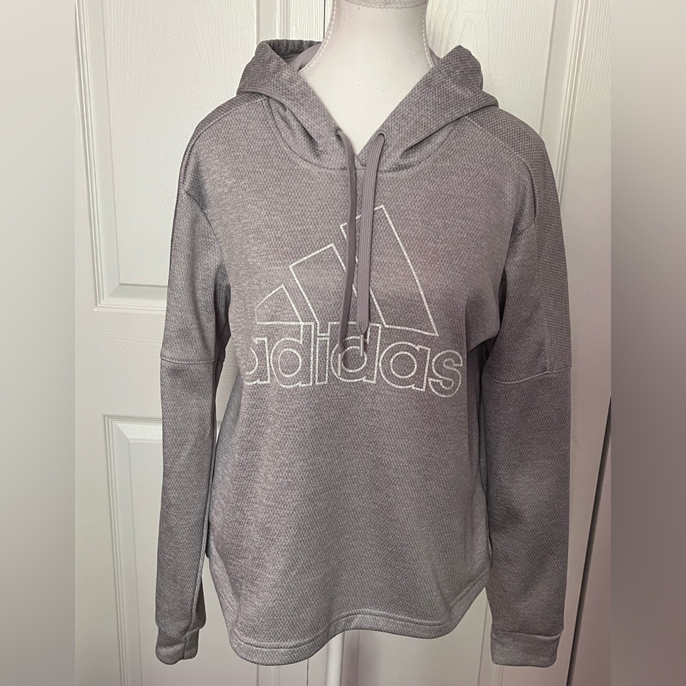 Adidas CLIMAWARM Gray Relaxed Graphic Hoodie
